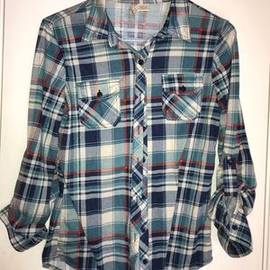 Plaid 3/4 sleeve bottom top